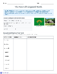 Compound Word Analysis Worksheet