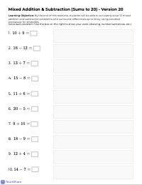 Addition and Subtraction Mastery Practice Set