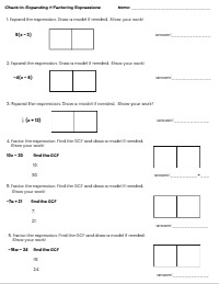 Checkin Expanding and Factoring Algebraic Expressions Worksheet