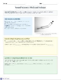 Exit Ticket: Pitch, Volume, and Their Properties