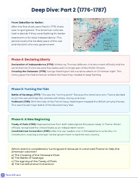Timeline of the American Revolution