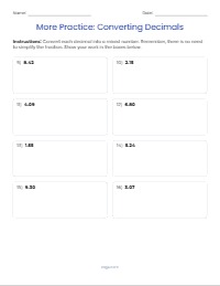 Converting Decimals to Mixed Numbers