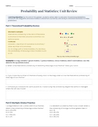 Probability and Statistics Unit Review Packet