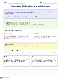 Compare and Contrast Notes