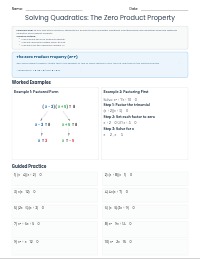 Algebra I Section 9.3 Zero Product Property