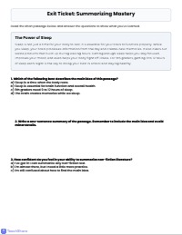 Mastering Main Ideas and Summaries