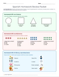🌟 Spanish Homework Review Packet 🌟