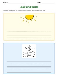 My First Picture Sentence Worksheet