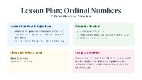 Teaching Ordinal Numbers