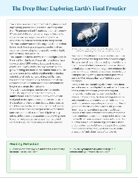 Ocean Exploration Reading Comprehension