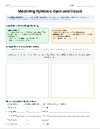 Open and Closed Syllables