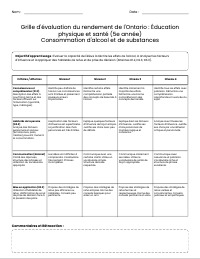 Grille d'évaluation : Consommation de substances