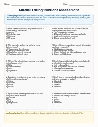 Mindful Eating: Nutrients and Balanced Diet Worksheet