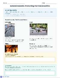 Natural Hazards and Solutions