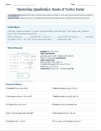 Section 9.6: Analyze Quadratic Equations Mastery