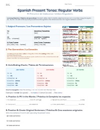Spanish Present Tense Verb Conjugation Review