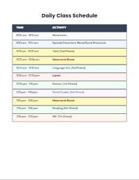 Middle School Daily Success Schedule