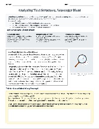 Text Structure Scavenger Hunt
