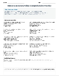 Money and Banking Worksheet