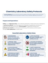 High School Chemistry Lab Safety Contract