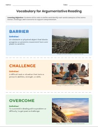 Overcoming Obstacles Vocabulary Card Set