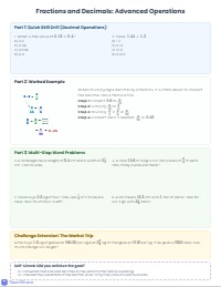Mastering Fractions and Decimals Worksheet