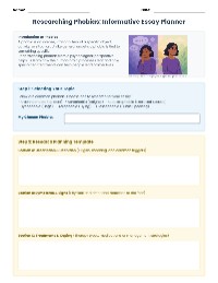 Phobias Informative Essay Planner