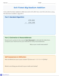Addition Exit Ticket