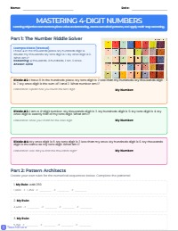 Numbers Up To 9999 Critical Thinking Challenge