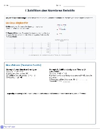 L'Addition des Nombres Relatifs
