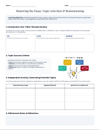 Topic Selection & Brainstorming