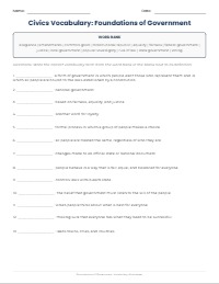 Understanding Our Government: Vocabulary Practice