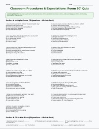 Room 301 Classroom Procedures Quiz
