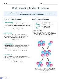 Nuclear Reactions Overview