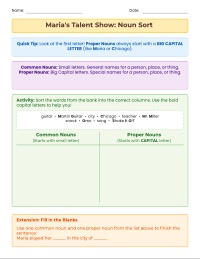Common and Proper Nouns Task Card Sort