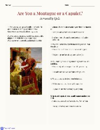 Montague or Capulet Personality Quiz