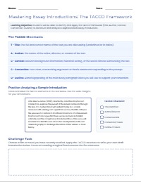 Mastering the TACCO Essay Introduction