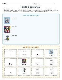 Kindergarten Sentence Building Card Sort
