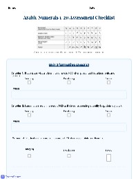 Arabic Numerals Assessment Checklist
