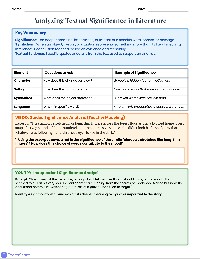Analyzing Text Purpose & Significance