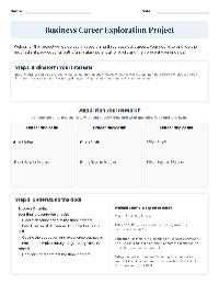 Business Career Exploration Project