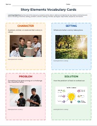 Story Elements and Character Growth Vocabulary Cards