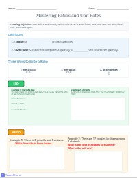 Understanding Ratios and Unit Rates Worksheet