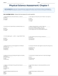 Science 5 Chapter 1 Assessment