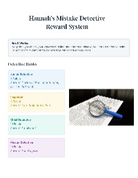 Hannah's Detective Reward System