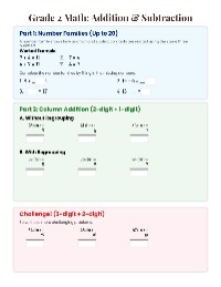 Grade 2-4 Addition and Subtraction Concepts