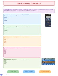Fourth Grade Math Fun Learning Worksheet