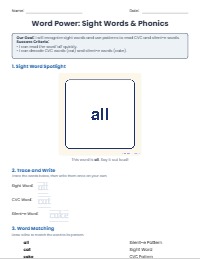 Mastering Sight Words and Decoding Strategies