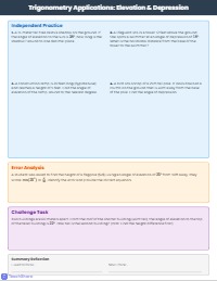 Trigonometry: Real-World Applications Worksheet