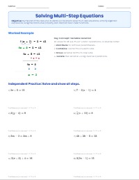 Algebra 1 Foundational Skills Review Assignment